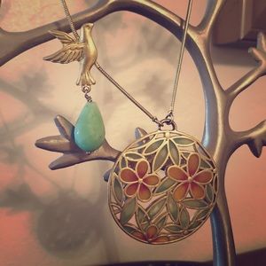 Gold Bohm necklace with bird accent